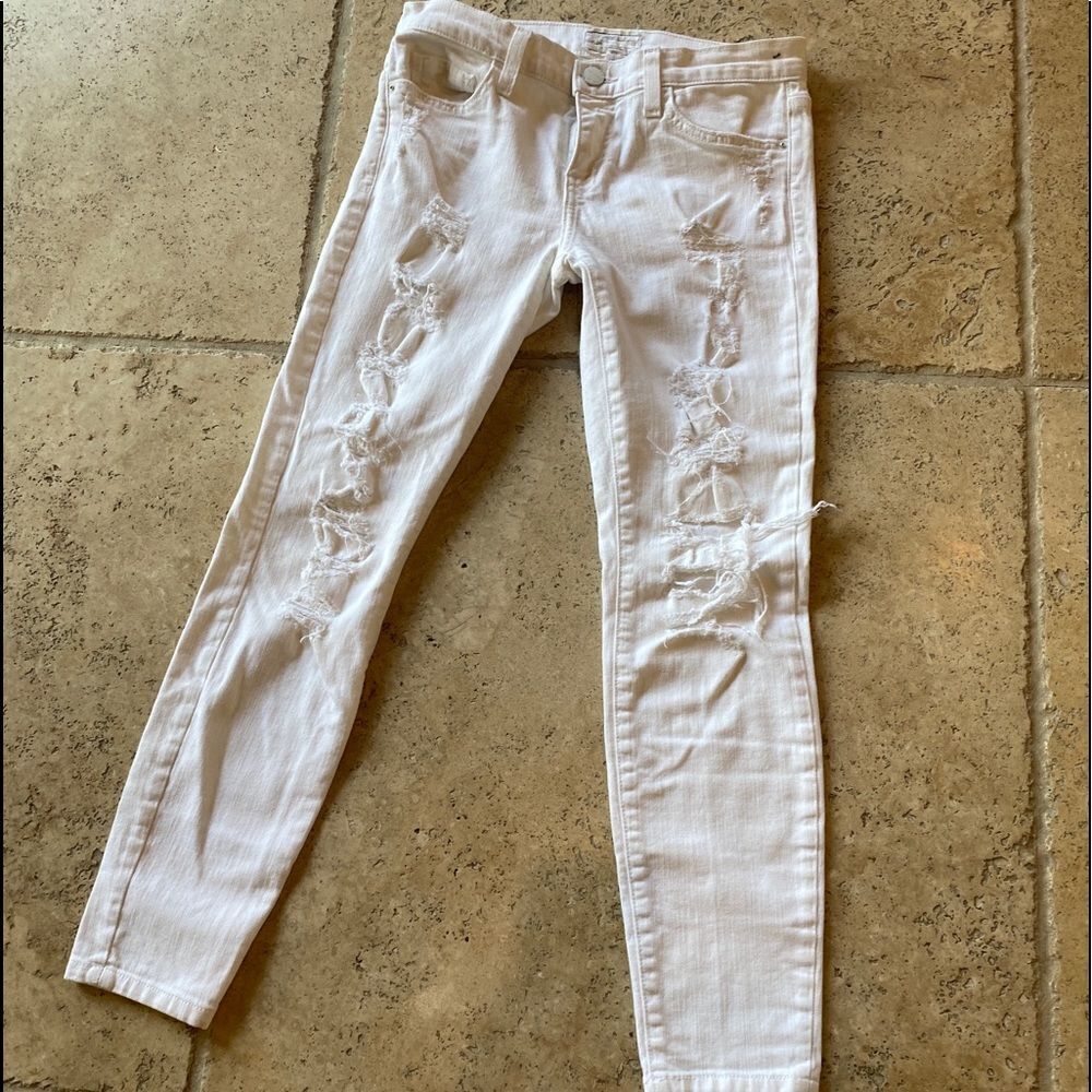 Current Elliott white ripped jeans Size 26